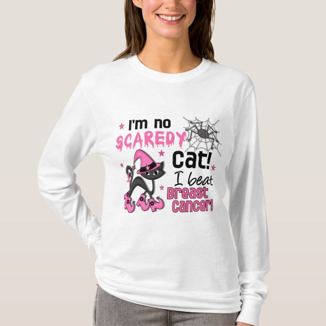 Camiseta Sobrevivente do cancro da mama do Dia das Bruxas 2 (Frente)