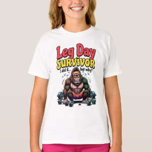 Camiseta Sobrevivente do Dia de Perna Gorila de Academia Ex