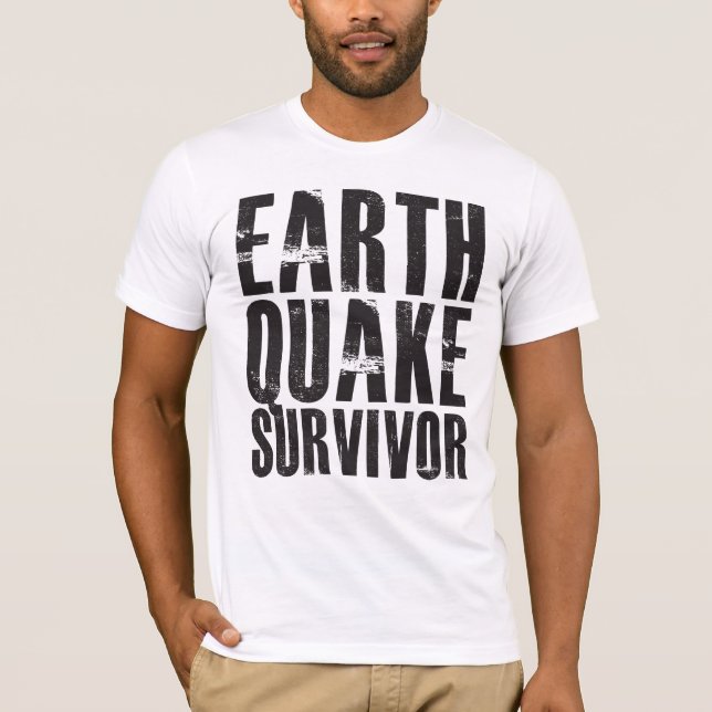 Camiseta Sobrevivente do terremoto - preto (Frente)