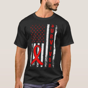 Camiseta Sobrevivente E Vencer Doença Cardíaca Bandeira Ame