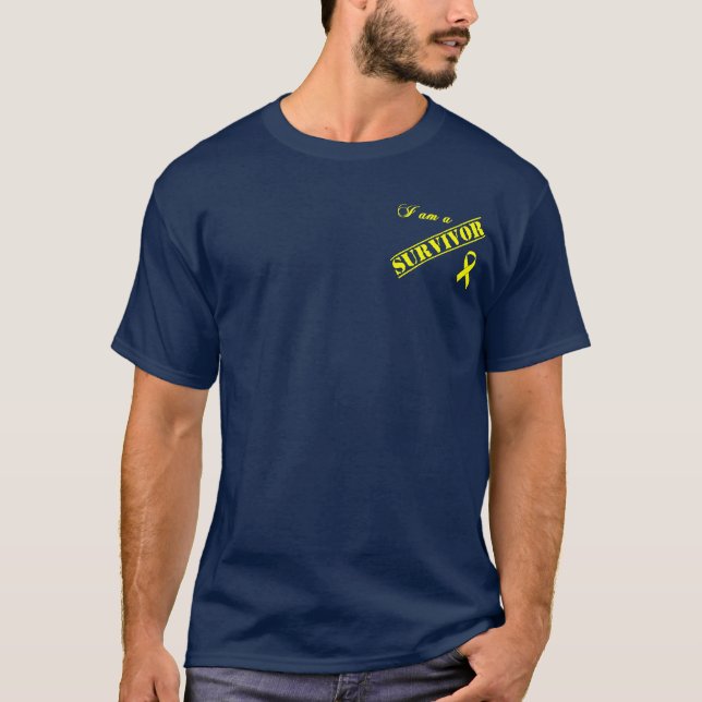 Camiseta Sobrevivente - fita amarela (Frente)
