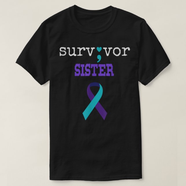Camiseta Sobrevivente Irmã Semicolon Prevenção Suicida (Frente do Design)