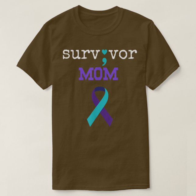 Camiseta Sobrevivente Mãe Semicolon Oferece Prevenção Suici (Frente do Design)