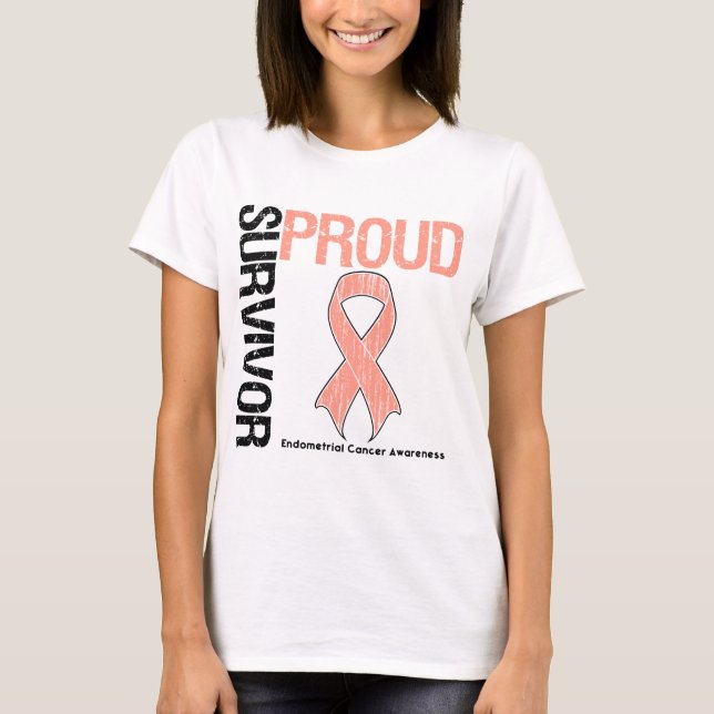 Camiseta Sobrevivente orgulhoso - cancer Endometrial (Frente)