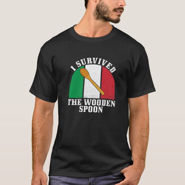 Camiseta Sobreviveu À Coluna De Madeira Bandeira Italiana F (Frente)