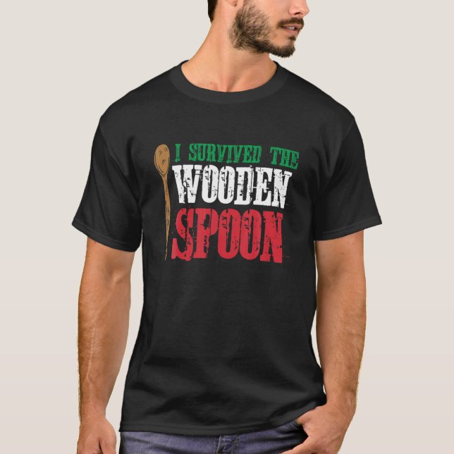 Camiseta Sobreviveu À Coluna De Madeira Bandeira Italiana F (Frente)