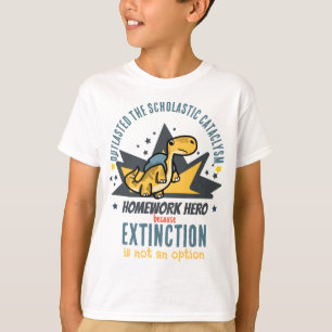 Camiseta Sobreviveu ao Cataclismo Escolar: Dino Herói de Ca