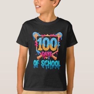 Camiseta Sobrevivi 100 Dias de Tema de Beisebol Escolar
