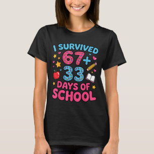 Camiseta Sobrevivi 67 + 33 dias de aula engraçado 6 7 profe