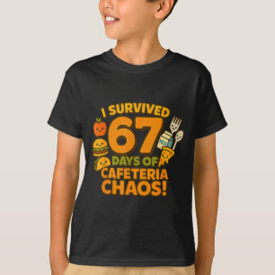 Camiseta Sobrevivi 67 Dias De Caos Na Cafeteria 67 Meme Alm