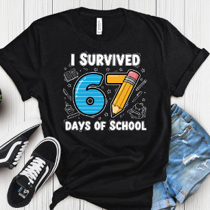 Camiseta Sobrevivi 67 Dias de Escola – Meme Engraçado da Es