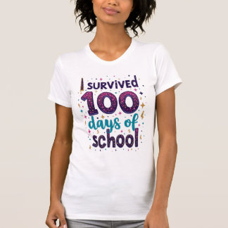 Camiseta Sobrevivi a 100 dias de Design de Unicórnio Escola