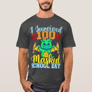 Camiseta Sobrevivi a 100 Dias Escolares Mascarados, amante 