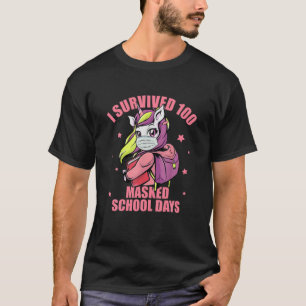 Camiseta Sobrevivi A 100 Dias Escolares Mascarados, Criança