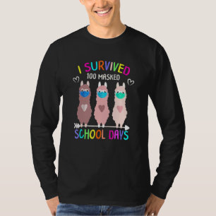 Camiseta Sobrevivi A 100 Dias Escolares Mascarados Llama Vi