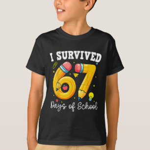 Camiseta Sobrevivi a 67 Dias de Escola Engraçado 67 Meme Pr