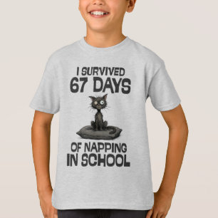 Camiseta Sobrevivi a 67 Dias De Soneca, Meme de Gato Engraç