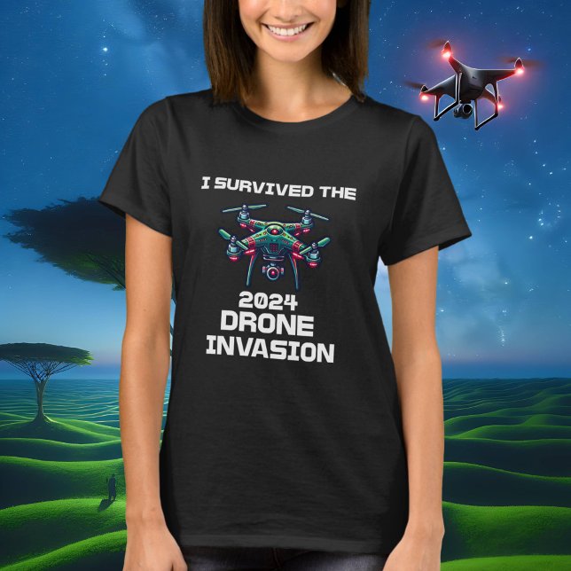 Camiseta Sobrevivi à Invasão de Drones de 2024 (Criador carregado)