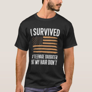 Camiseta Sobrevivi à Minha Filha Adolescente Bandeira Ameri