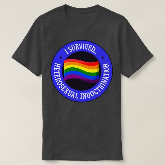 Camiseta Sobrevivi ao Orgulho de Doutrinação Heterossexual (Frente do Design)