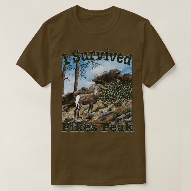 Camiseta Sobrevivi ao Pikes Pico Ovelino (Frente do Design)