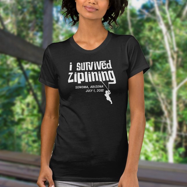 Camiseta Sobrevivi ao Ziplining Personalizável (Criador carregado)