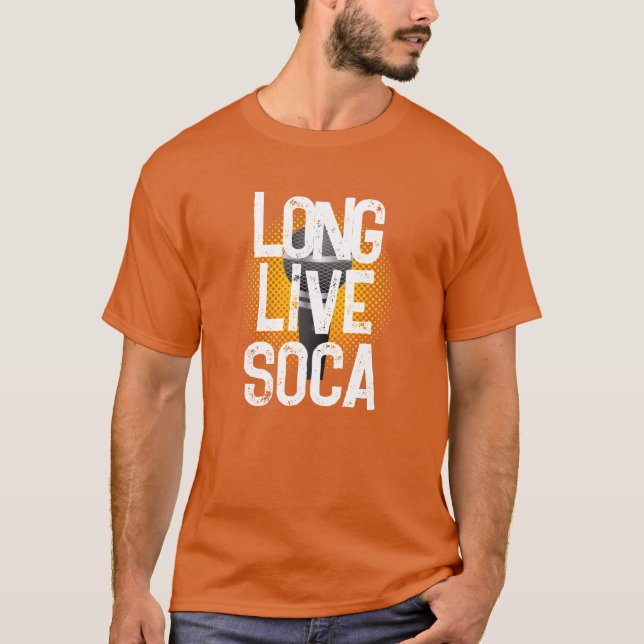 Camiseta SOCA LONGO VIVO em Texto Branco Grunge (Frente)