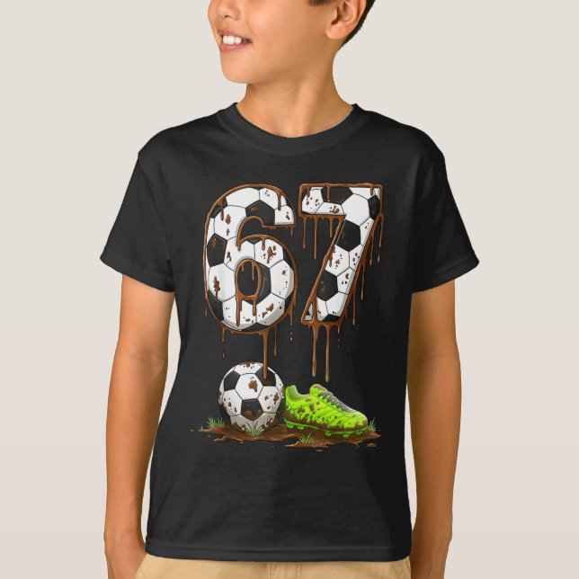 Camiseta Soccer 67 Six Seven Meme Boys Teens Kids Gen Alpha (Frente)