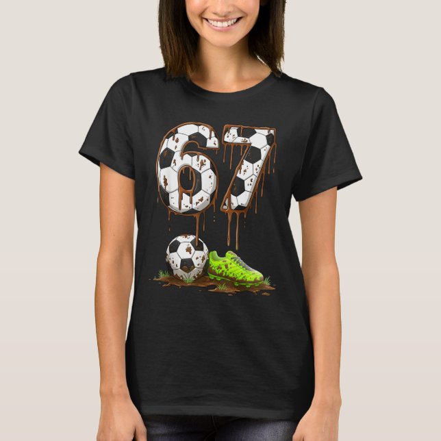 Camiseta Soccer 67 Six Seven Meme Boys Teens Kids Gen Alpha (Frente)