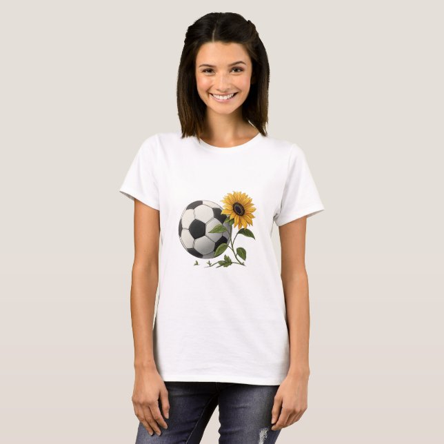 Camiseta Soccer ball and sunflower (Frente Completa)