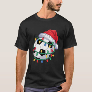 Camiseta Soccer Ball Santa Hat Men Women Christmas Soccer X
