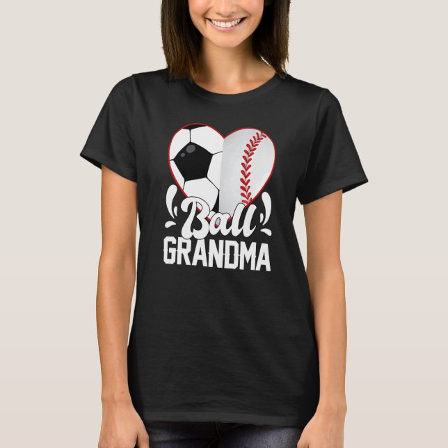 Camiseta Soccer Baseball Softball Grandma Ball Grandma Hear (Frente)