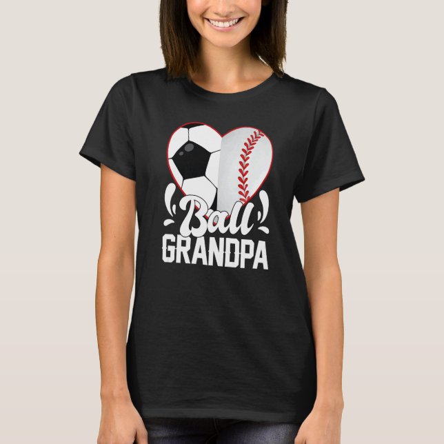 Camiseta Soccer Baseball Softball Grandpa Ball Grandpa Hear (Frente)