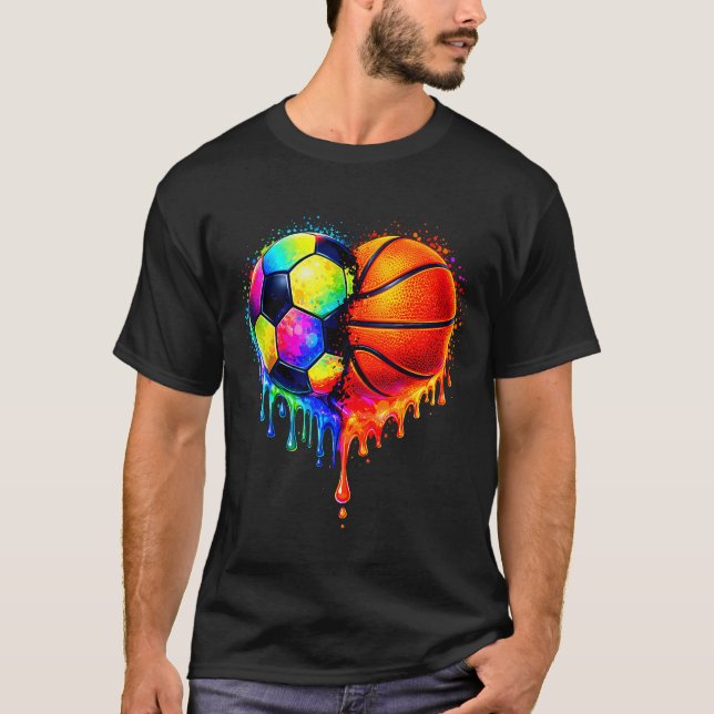 Camiseta Soccer Basketball Drip Heart Srts Valentines Day M (Frente)