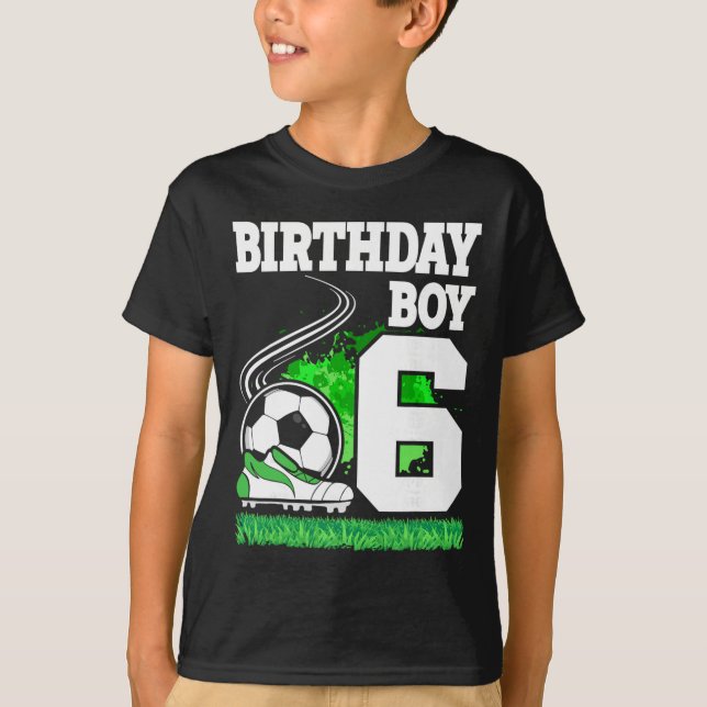 Camiseta Soccer Birthday Party - 6 Year Old Boy - 6th Birth (Frente)