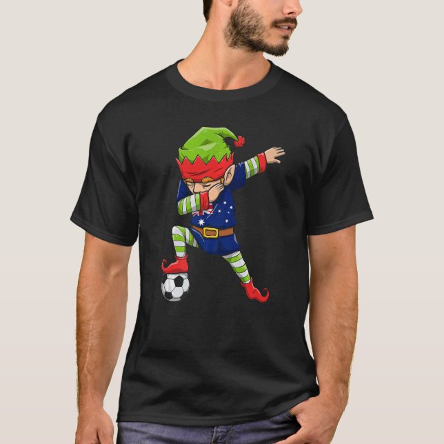 Camiseta Soccer Boy Dabbing Elf Squad Christmas Australia F (Frente)