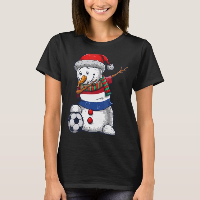 Camiseta Soccer Boy Dabbing Snowman Christmas Netherlands F (Frente)