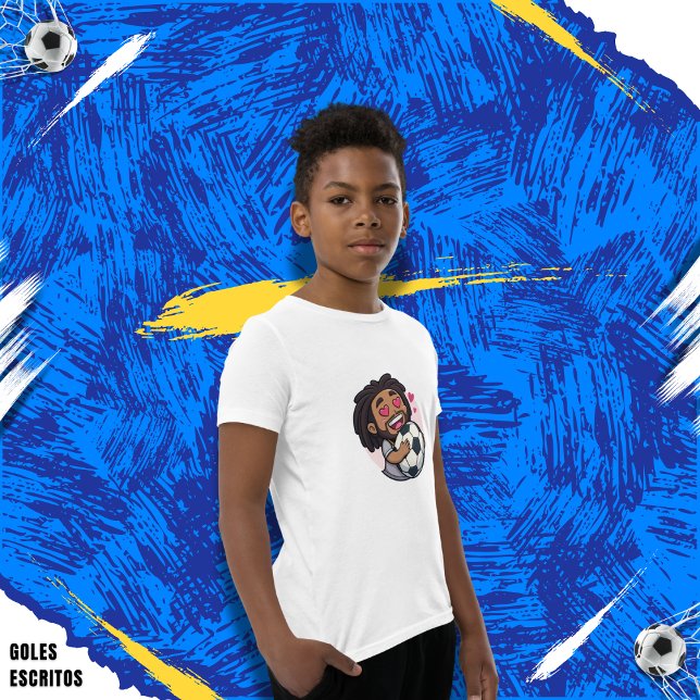 Camiseta Soccer cartoon brunette man face in love (Criador carregado)