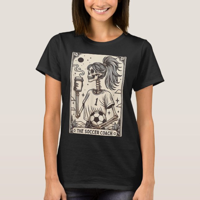 Camiseta Soccer Coach Tarot Card Halloween Skeleton Soccer  (Frente)