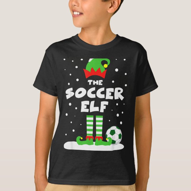 Camiseta Soccer Elf Matching Group Family Holiday Christmas (Frente)
