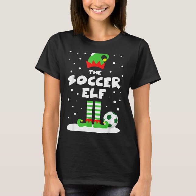 Camiseta Soccer Elf Matching Group Family Holiday Christmas (Frente)