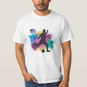 Camiseta Soccer Futebol EUA - Placas de cor Grungy