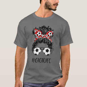 Camiseta Soccer Gigi Life Messy Bun Women Soccer Lover Moth