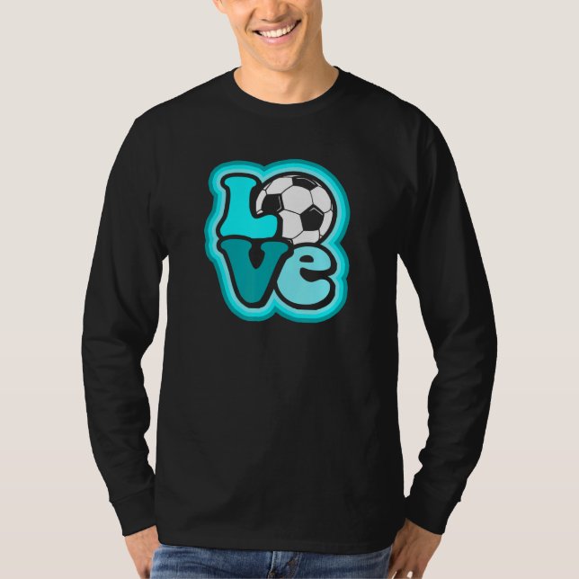 Camiseta Soccer Love for Teen Girls & Women Turquoise Blue  (Frente)