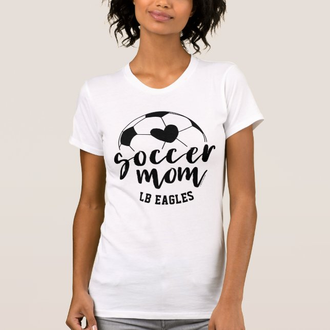 Camiseta Soccer Mãe Bola Cardíaca Nome Personalizado e Núme (Frente)