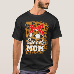 Camiseta Soccer Mãe Padrão Leopardo Bandana Vermelha Mãe