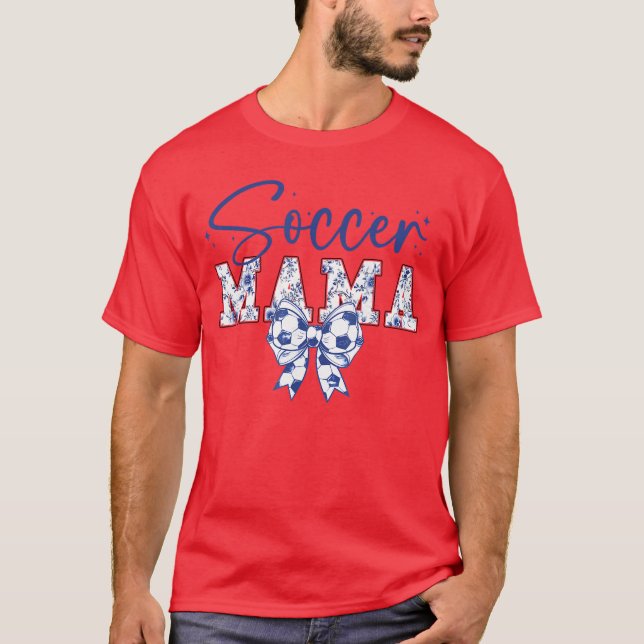 Camiseta Soccer Mama Coquette Bow Funny Soccer Cheer Mama g (Frente)