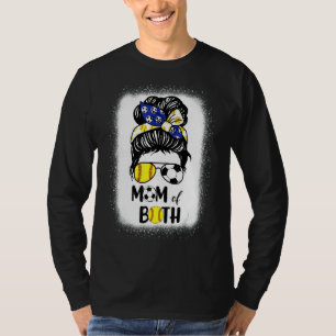 Camiseta Soccer Mãozinho Mãe Softball Mãe Das Duas Mães