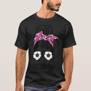 Camiseta Soccer Mema Life Messaging Bun Hair Óculos de sol