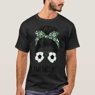 Camiseta Soccer Meme Vida Mal Cabelo Arroado Óculos de sol 
